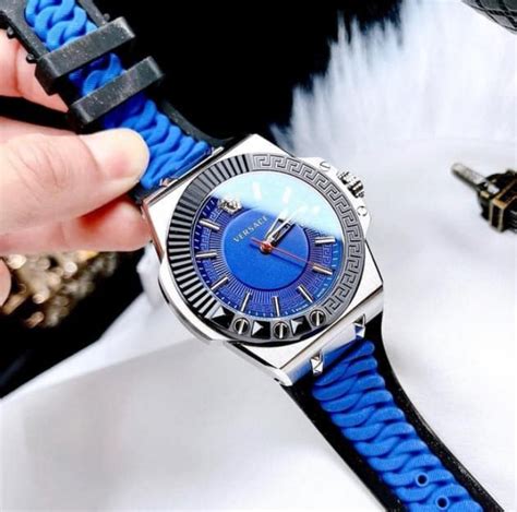 versace chain reaction silicone strap|Versace Men's Swiss Chain Reaction Blue & Black .